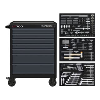 Kraftwerk LT700 Chariot d'atelier, 7 tiroirs, BASIC, anthracite, 259 pcs.