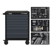 Kraftwerk LT700 Chariot d'atelier, 7 tiroirs, BASIC, anthracite, 259 pcs.