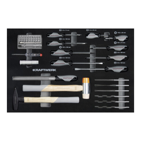 Kraftwerk LT700 Chariot d'atelier, 7 tiroirs, BASIC, anthracite, 259 pcs.