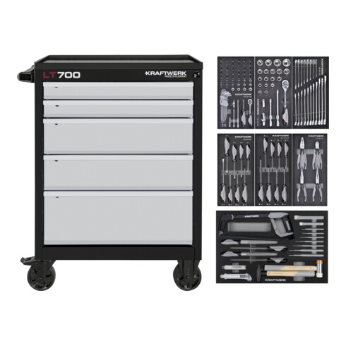Kraftwerk LT700 Servante d'atelier, 5 tiroirs, BASIC, 151 pcs.