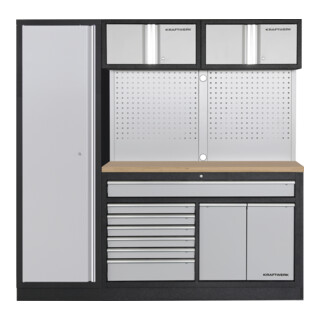 Kraftwerk MOBILIO 2 pcs combiné large, panneau perforé, armoire haute 1t, hêtre