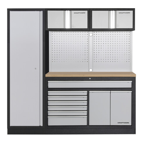 Kraftwerk MOBILIO 2 pcs combiné large, panneau perforé, armoire haute 1t, hêtre