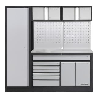 Kraftwerk MOBILIO 2 pcs combo large, panneau perforé, armoire haute 1t, acier inoxydable