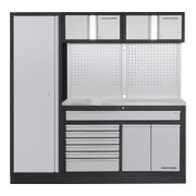 Kraftwerk MOBILIO 2 pcs combo large, panneau perforé, armoire haute 1t, acier inoxydable