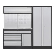 Kraftwerk MOBILIO 2er Kombi breit, Lochwand, 2t Hochschrank, Edelstahl