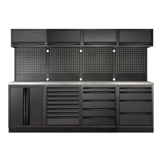 Kraftwerk Mobilio 4er Kombi, 4x Oberschrank,Lochwand, Edelstahl