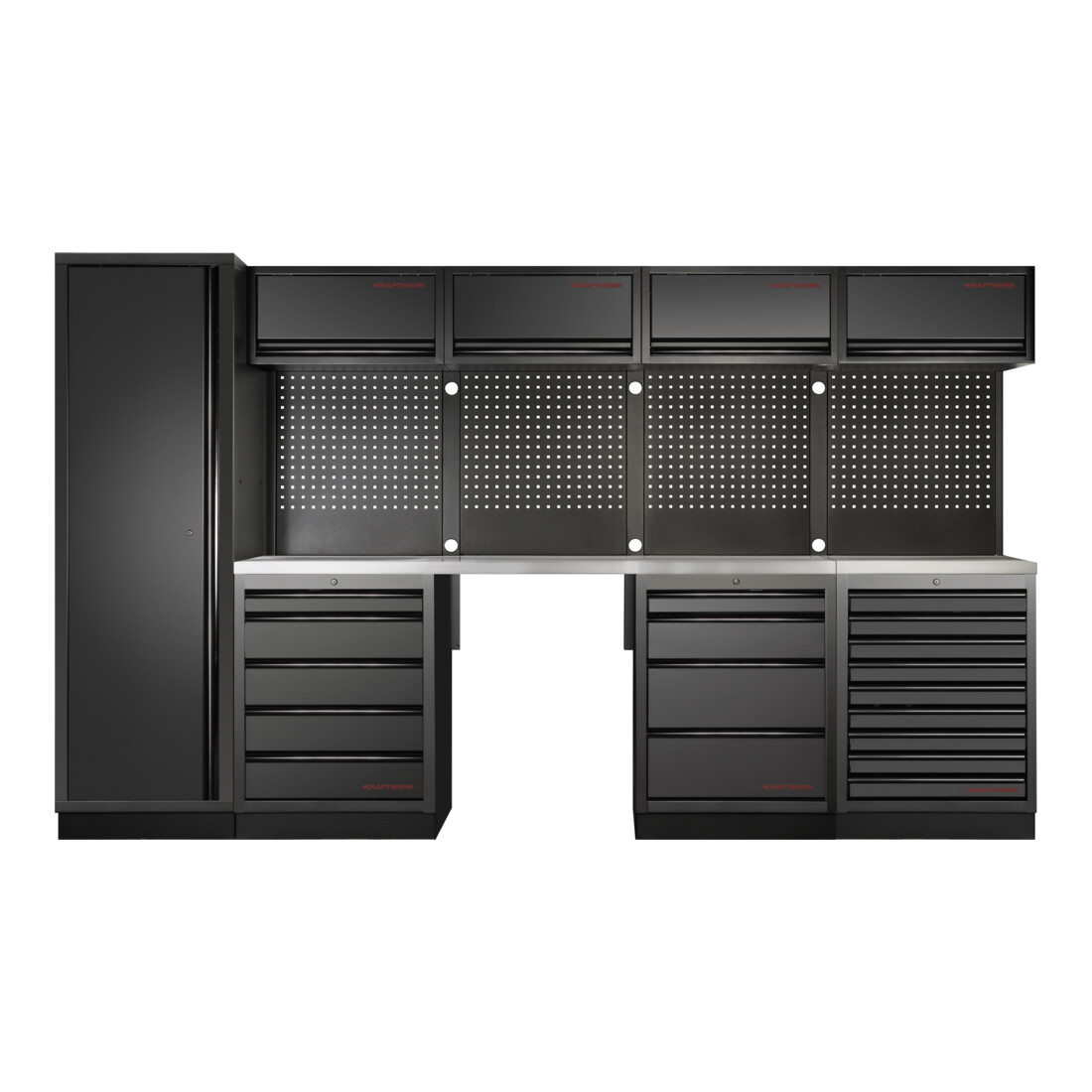 Kraftwerk Mobilio 5er Kombi, Hochschrank, 4/5/9 Schubladen, Edelstahl