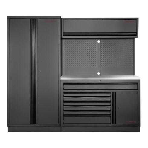 Kraftwerk MOBILIO BLK 2 pcs combiné large, panneau perforé, acier inoxydable