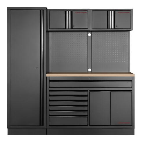 Kraftwerk MOBILIO BLK 2er Kombi breit, Lochwand, Buche