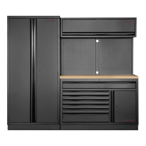 Kraftwerk MOBILIO BLK 2er Kombi breit, Lochwand, Buche