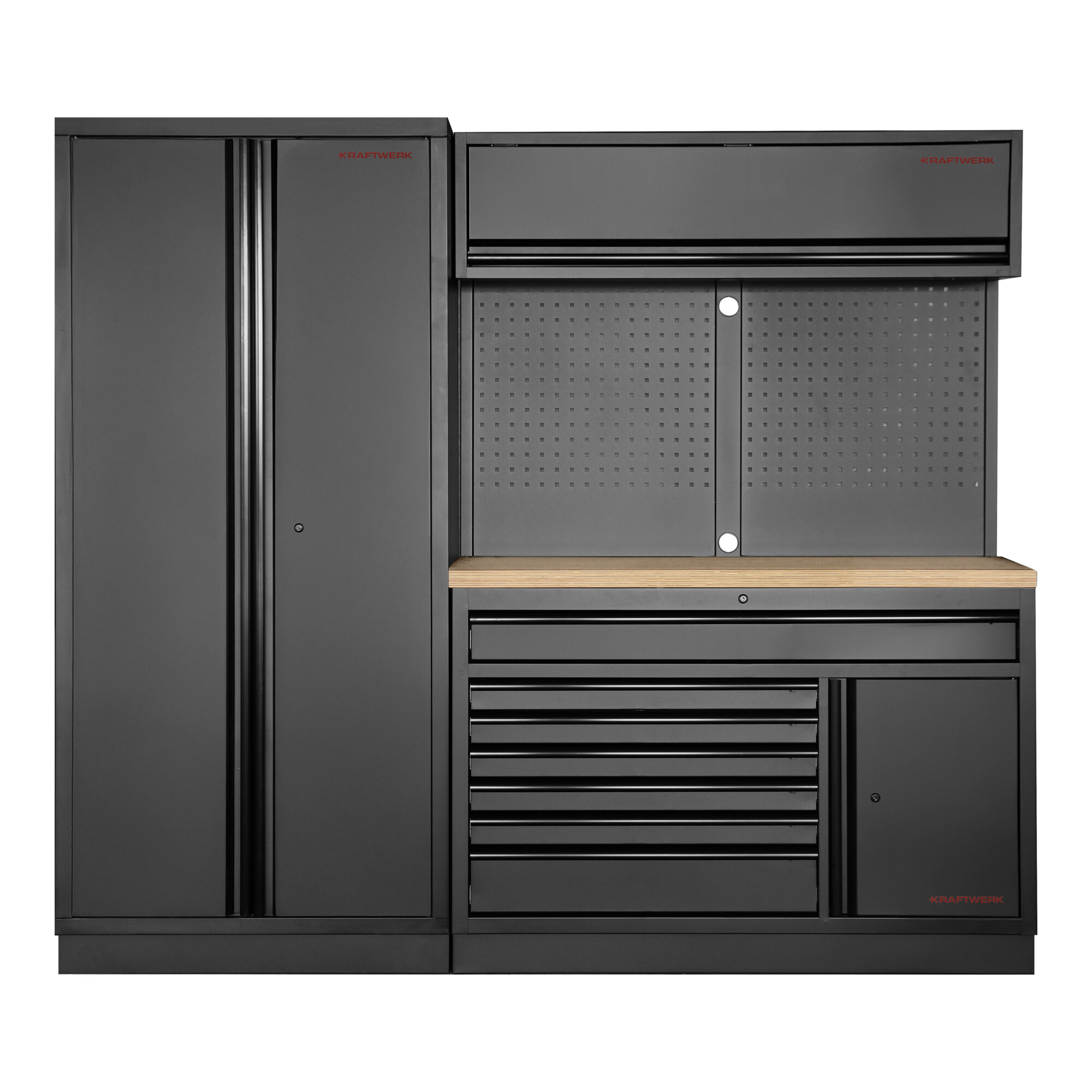 Kraftwerk MOBILIO BLK 2er Kombi breit, Lochwand, Buche