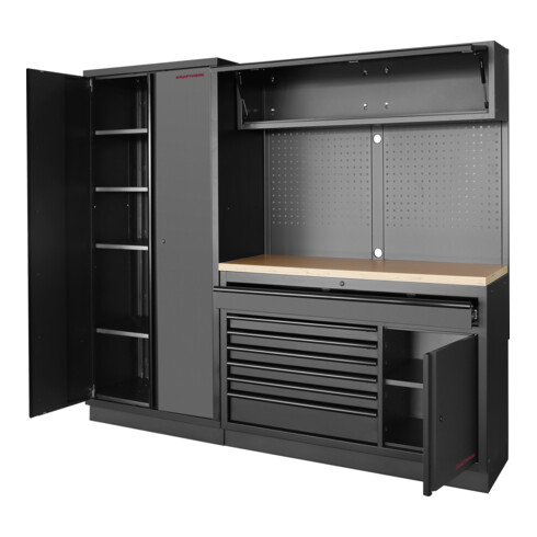 Kraftwerk MOBILIO BLK 2er Kombi breit, Lochwand, Buche