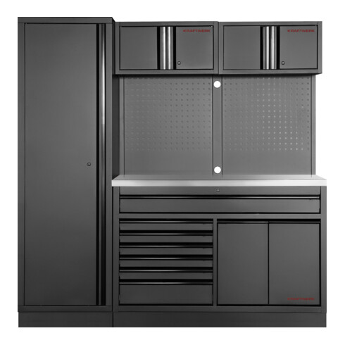 Kraftwerk MOBILIO BLK 2er Kombi breit, Lochwand, Edelstahl