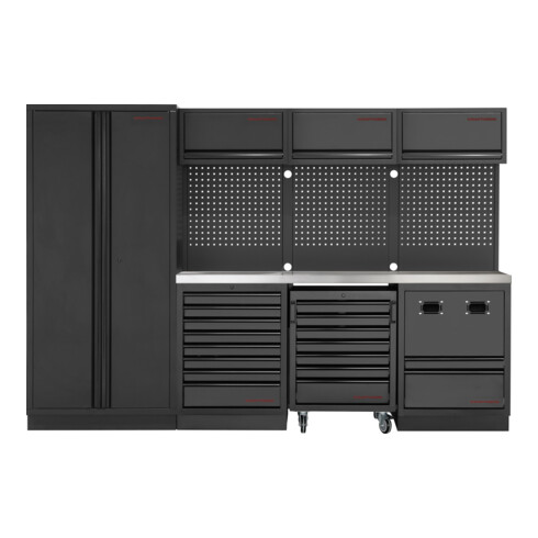 Kraftwerk MOBILIO BLK 4 pièces combiné avec panneau perforé, acier inoxydable 430