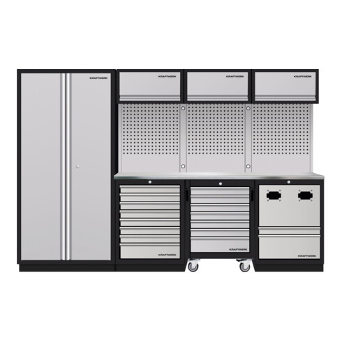 Kraftwerk MOBILIO Combo complet 4 pièces avec panneau perforé, acier inox 430