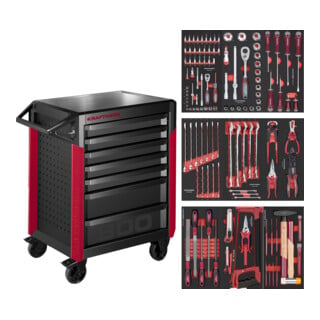Kraftwerk PRO LINE Chariot d'atelier PT800 avec 7 tiroirs 143 pcs.