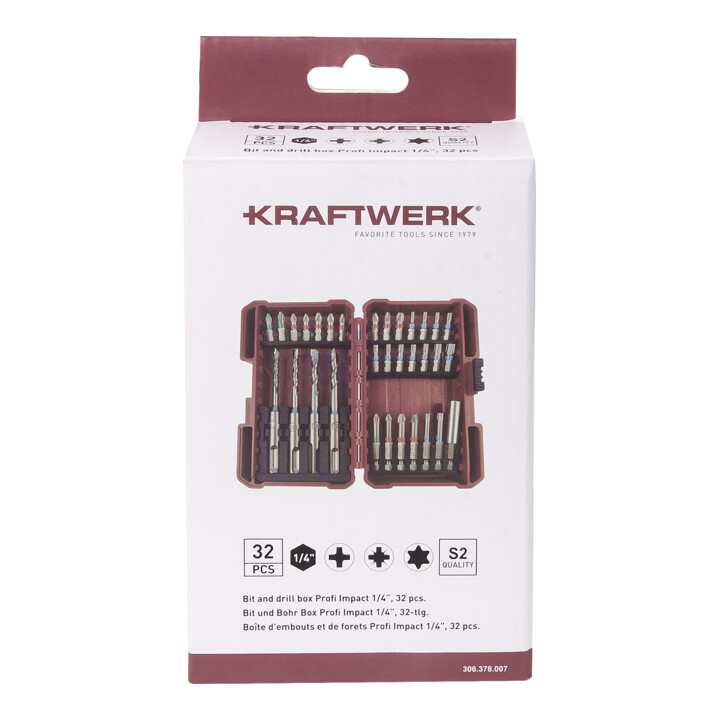 Kraftwerk PRO LINE Coffret embouts et forets Profi Impact 1/4" S2, 32 pcs