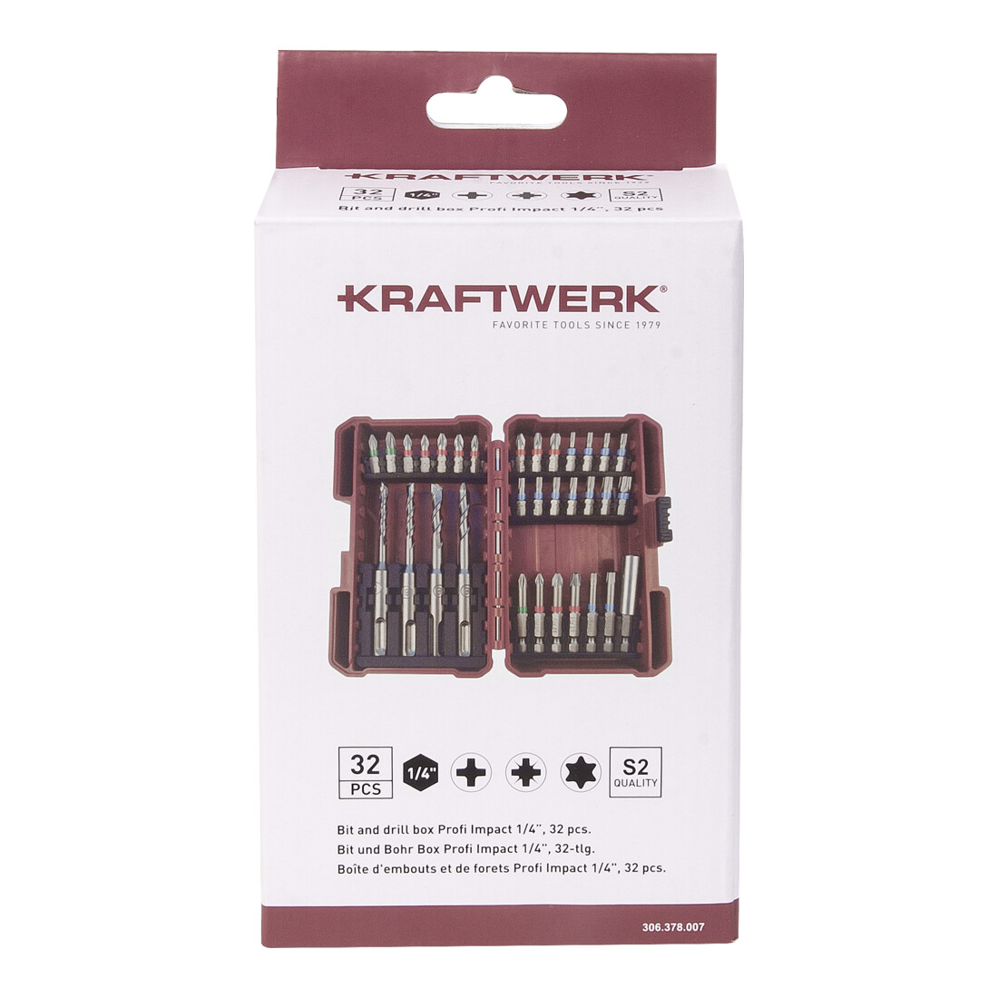 Kraftwerk PRO LINE Coffret embouts et forets Profi Impact 1/4" S2, 32 pcs