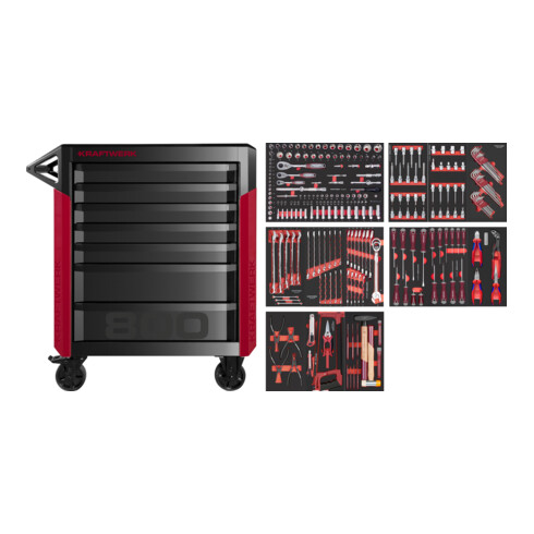 Kraftwerk PRO LINE Werkstattwagen PT800 7 Schubladen 283-tlg.