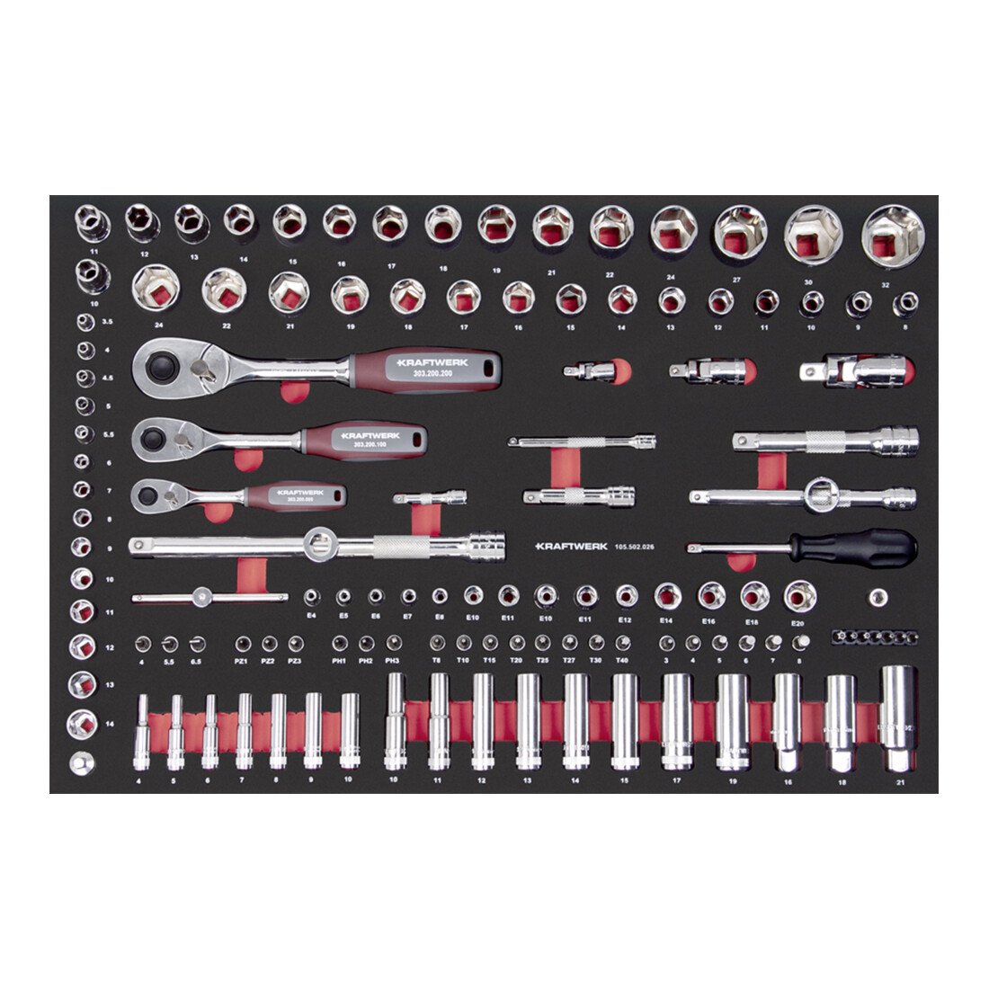 Kraftwerk PT800 Chariot d'atelier, 7 tiroirs, PRO, 278 pcs.