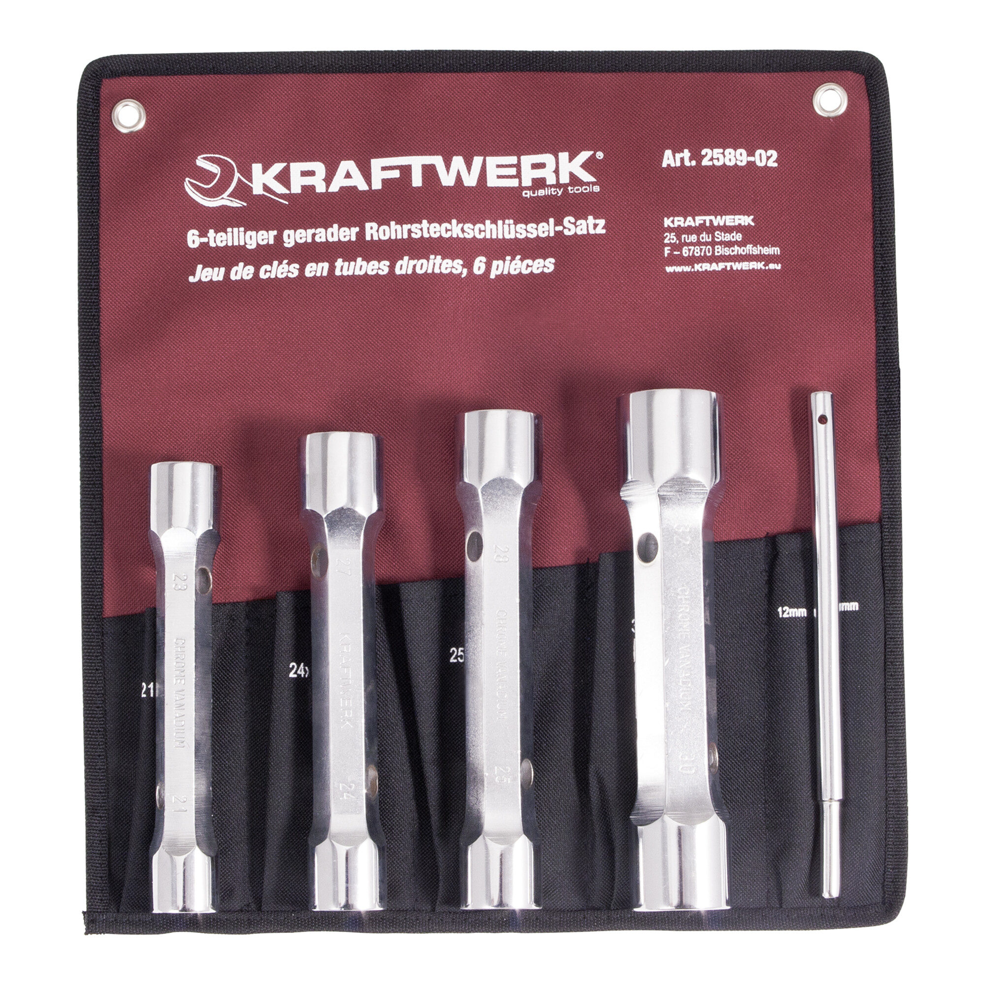 Kraftwerk Rohrsteckschlüsselsatz 21-32 mm mit Stift, 6-tlg.