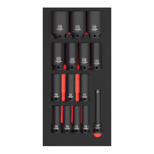 Kraftwerk Schlag-Steckschlüssel-Einlage 1/2"lang 15-tlg. 20x40 Inlay
