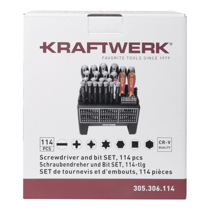 Kraftwerk Set de tournevis et embouts, 114 pièces