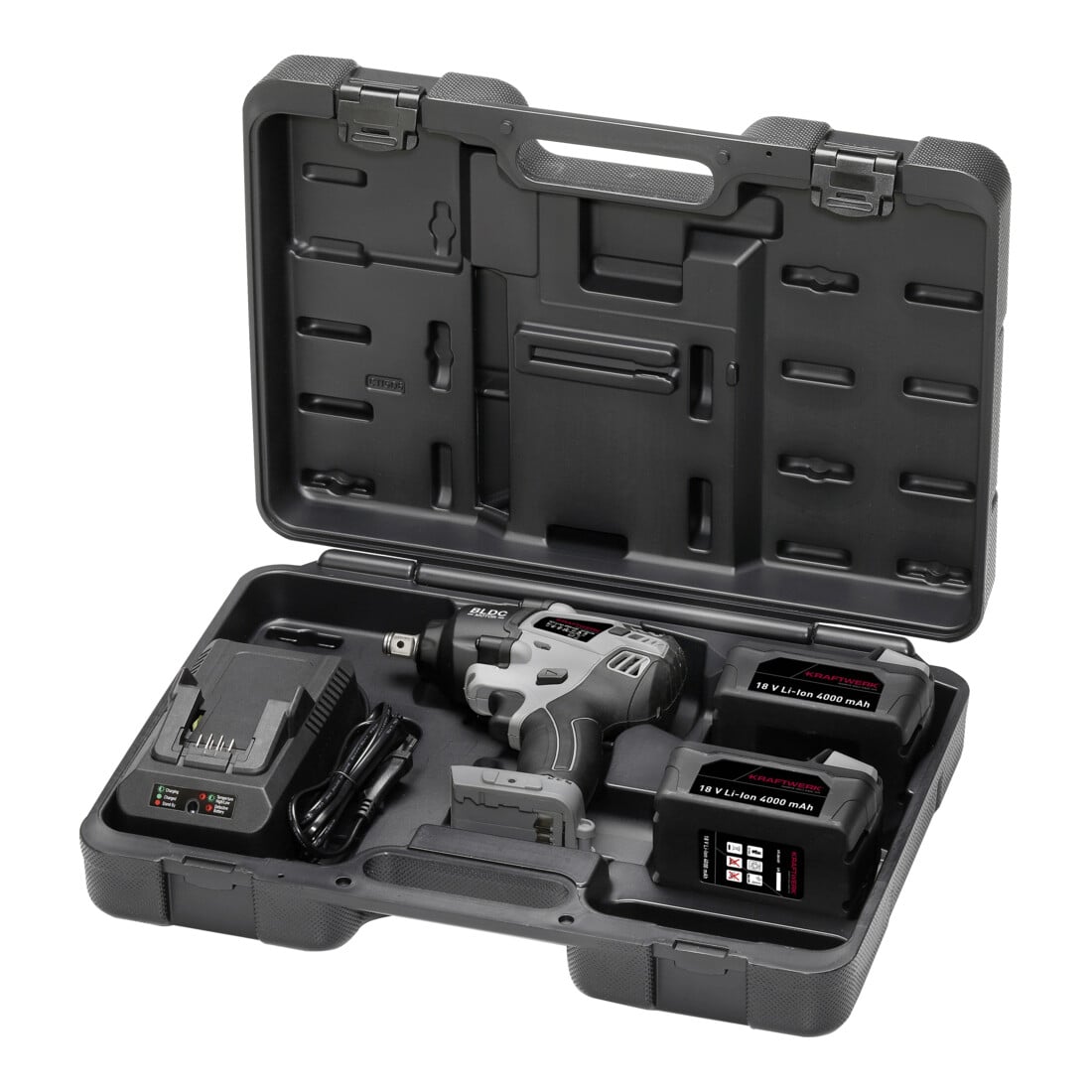Kraftwerk Set di avvitatori a impulsi a batteria, 1/2", senza spazzole, 18V, 800Nm