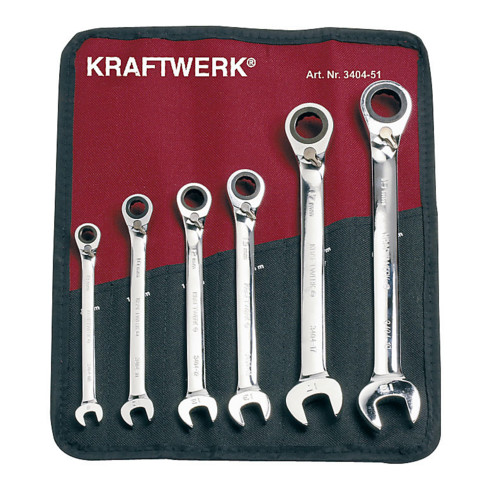 Kraftwerk Set di chiavi combinate a cricchetto, 6pz. 8 10 12 13 17 19
