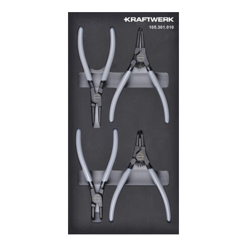 Kraftwerk Sicherungsringzangen 4-tlg. 20x40 Einlage
