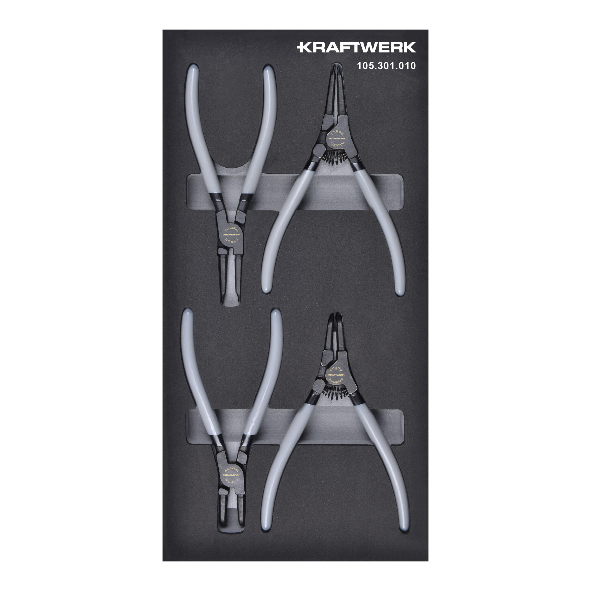 Kraftwerk Sicherungsringzangen 4-tlg. 20x40 Einlage