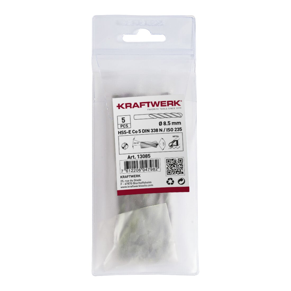 Kraftwerk Spiralbohrer HSS-E Co 5 DIN 338 Ø 9.5 mm