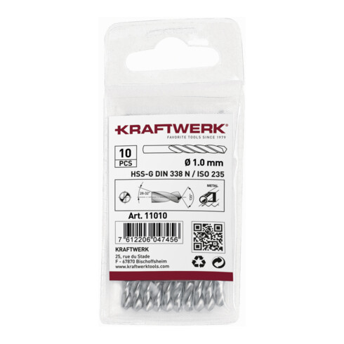 Kraftwerk Spiralbohrer HSS-G DIN 338 Typ N 1.3 mm