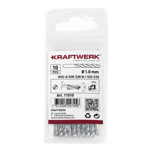 Kraftwerk Spiralbohrer HSS-G DIN 338 Typ N 1.7 mm