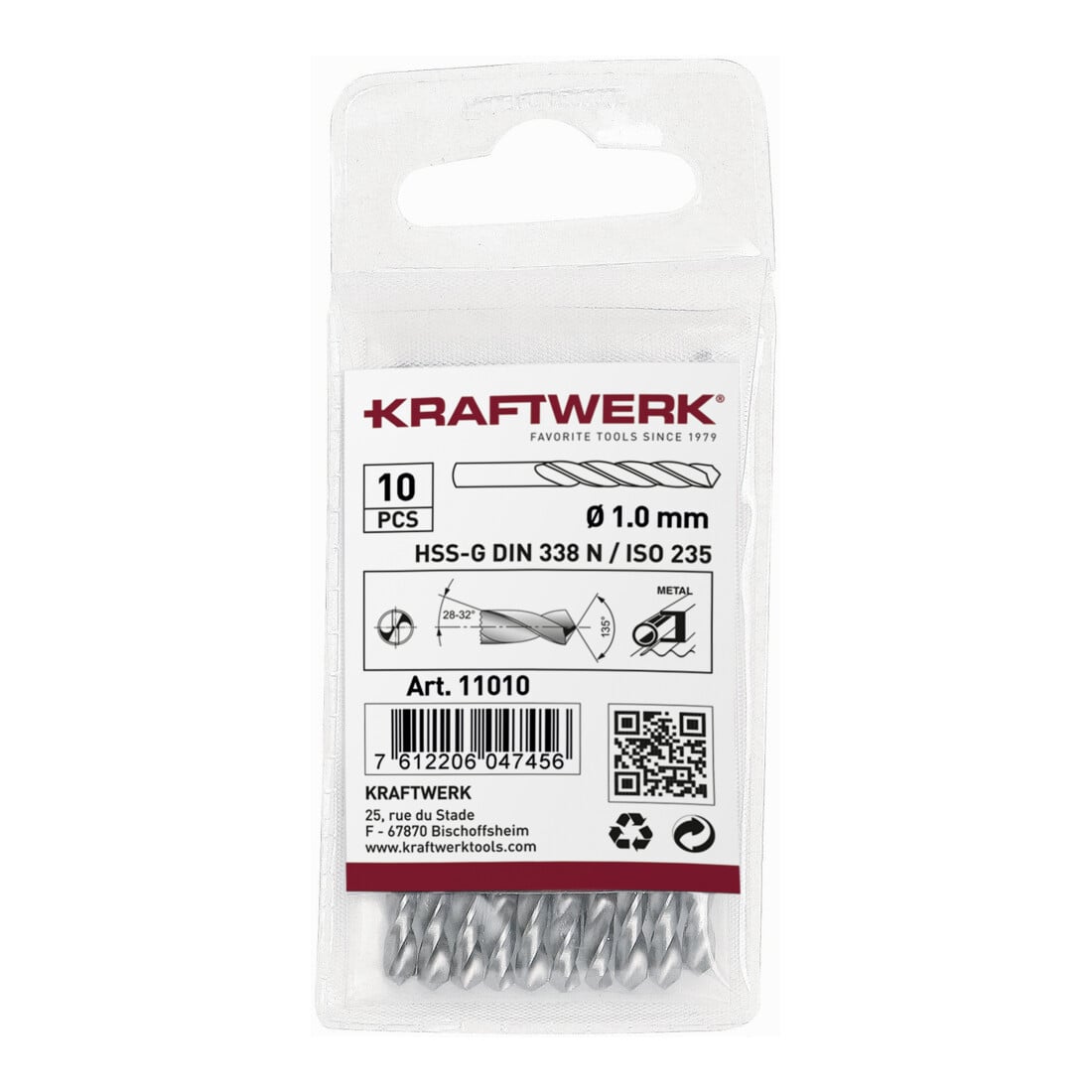 Kraftwerk Spiralbohrer HSS-G DIN 338 Typ N 4.3 mm