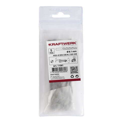 Kraftwerk Spiralbohrer HSS-G DIN 338 Typ N 9.5 mm