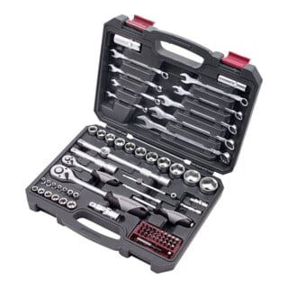 Kraftwerk Steckschlüssel-Satz, Basic, 1/4"+1/2", 80-tlg.
