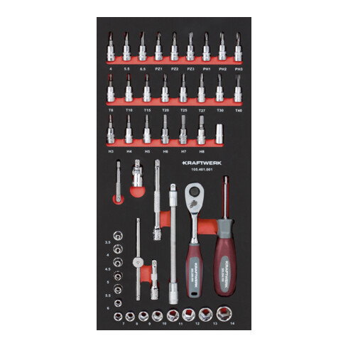 Kraftwerk Steckschlüsselsatz 1/4" 46-tlg. 20x40 Einlage