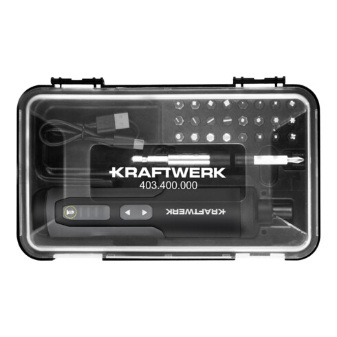 Kraftwerk Tournevis à batterie 3,6V avec USB-C, 1/4", 28 pcs