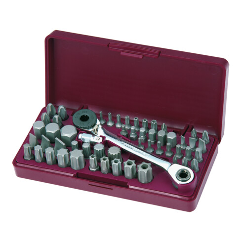Kraftwerk TRIBIT-Werkzeugkasten mit TRIBIT-Umschaltknarre 1/4"+ 5/16", 55-tlg.