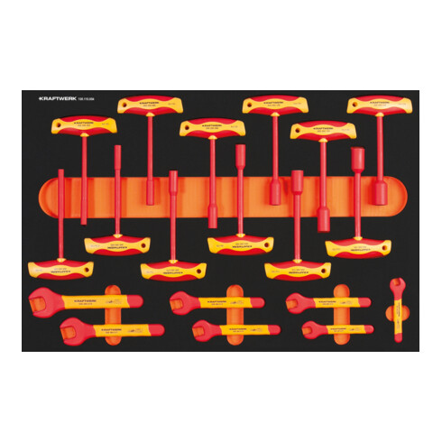 Kraftwerk VDE Insert avec clé à molette/poignée en T hexagonale externe 19 pièces