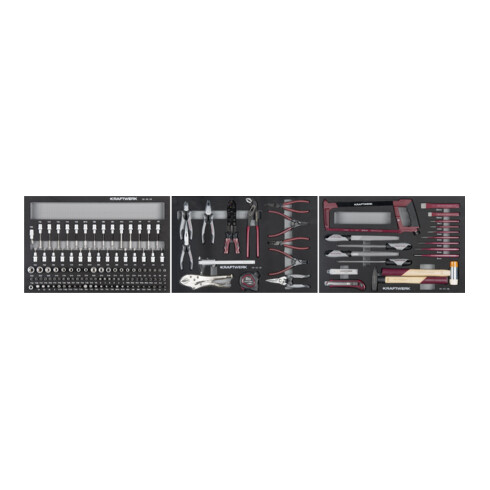 Kraftwerk Werkzeug-Satz, EVA 60/40, 1/4"+ 3/8"+ 1/2", 150-tlg.
