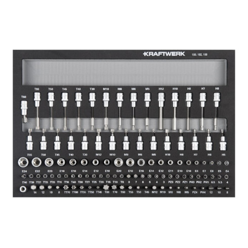 Kraftwerk Werkzeug-Satz, EVA 60/40, 1/4"+ 3/8"+ 1/2", 150-tlg.