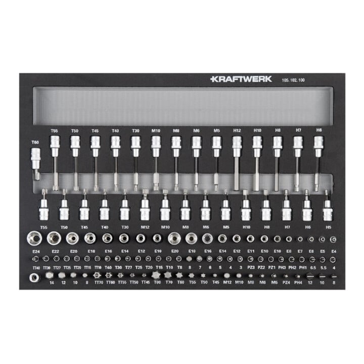 Kraftwerk Werkzeug-Satz, EVA 60/40, 1/4"+ 3/8"+ 1/2", 150-tlg.