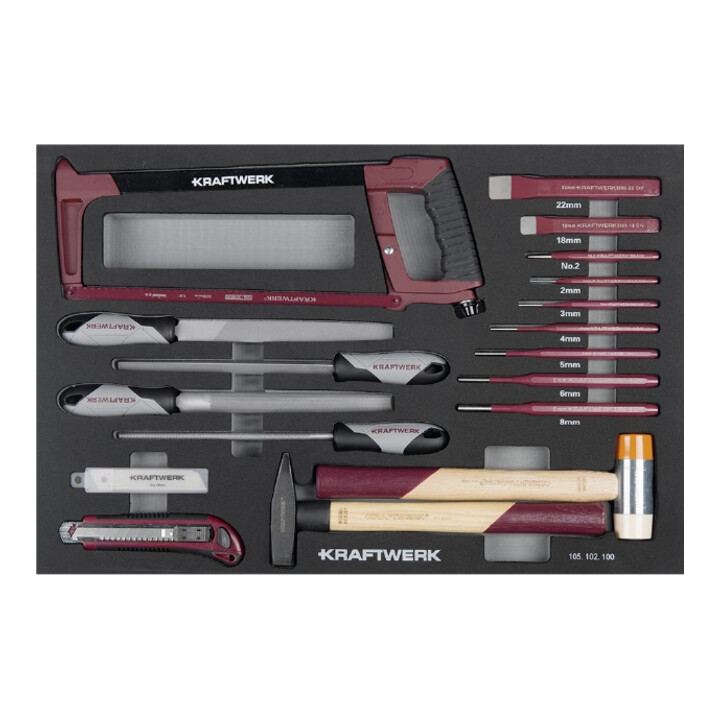 Kraftwerk Werkzeug-Satz, EVA 60/40, 1/4"+ 3/8"+ 1/2", 150-tlg.