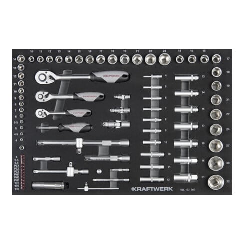 Kraftwerk Werkzeug-Satz, EVA 60/40, 1/4"+ 3/8"+ 1/2", 154-tlg.