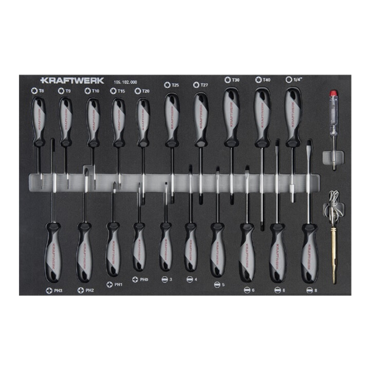 Kraftwerk Werkzeug-Satz, EVA 60/40, 1/4"+ 3/8"+ 1/2", 154-tlg.
