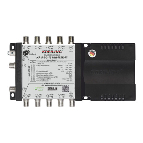 Kreiling Tech. Unicable Multischalter 2Ausg. je 16User KR5-5-2-16UNI-MSKIII