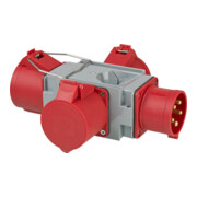Kruisverdeler CEE400V/32A 3-voudige stekker CEE + 3x contactdozen CEE-2