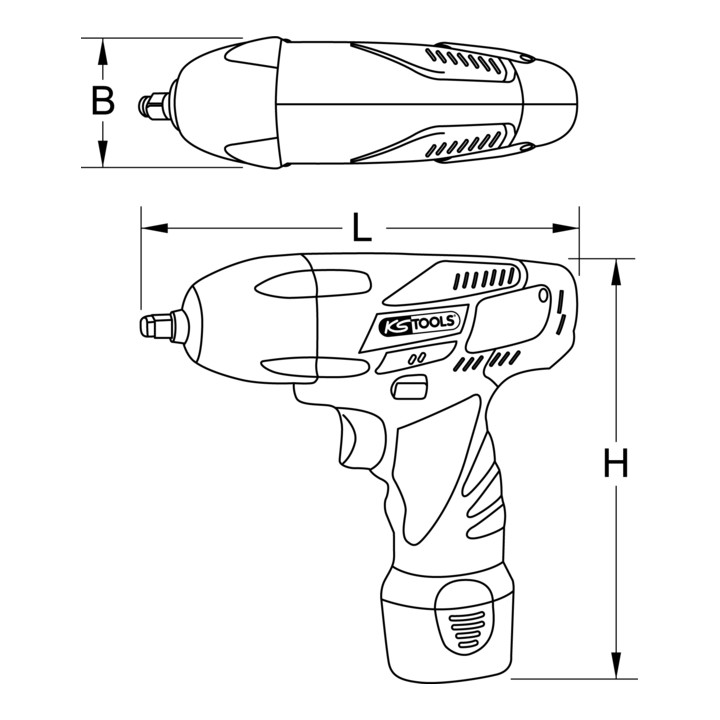 KS Tools 1/2" Akku-Schlag-Schrauber Drehmomentvorwahl,1.800 U/min,ohne Akku,Ladegerät